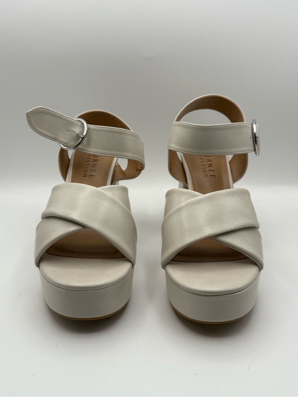 Journee Collection Ivory Platform Block Heel Sandals Women’s Size 8